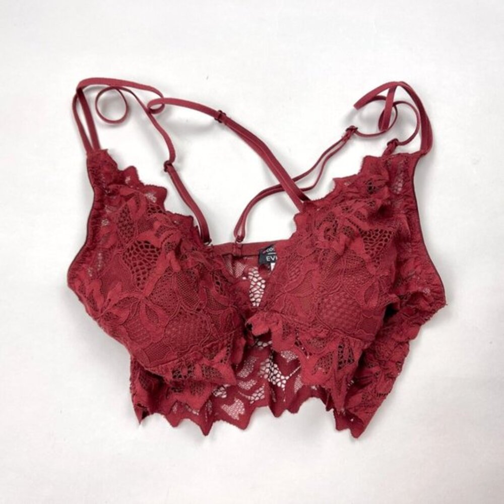 Cosabella Never Say Never‎ Strappy Bralette Burgundy Women S Lace Padded